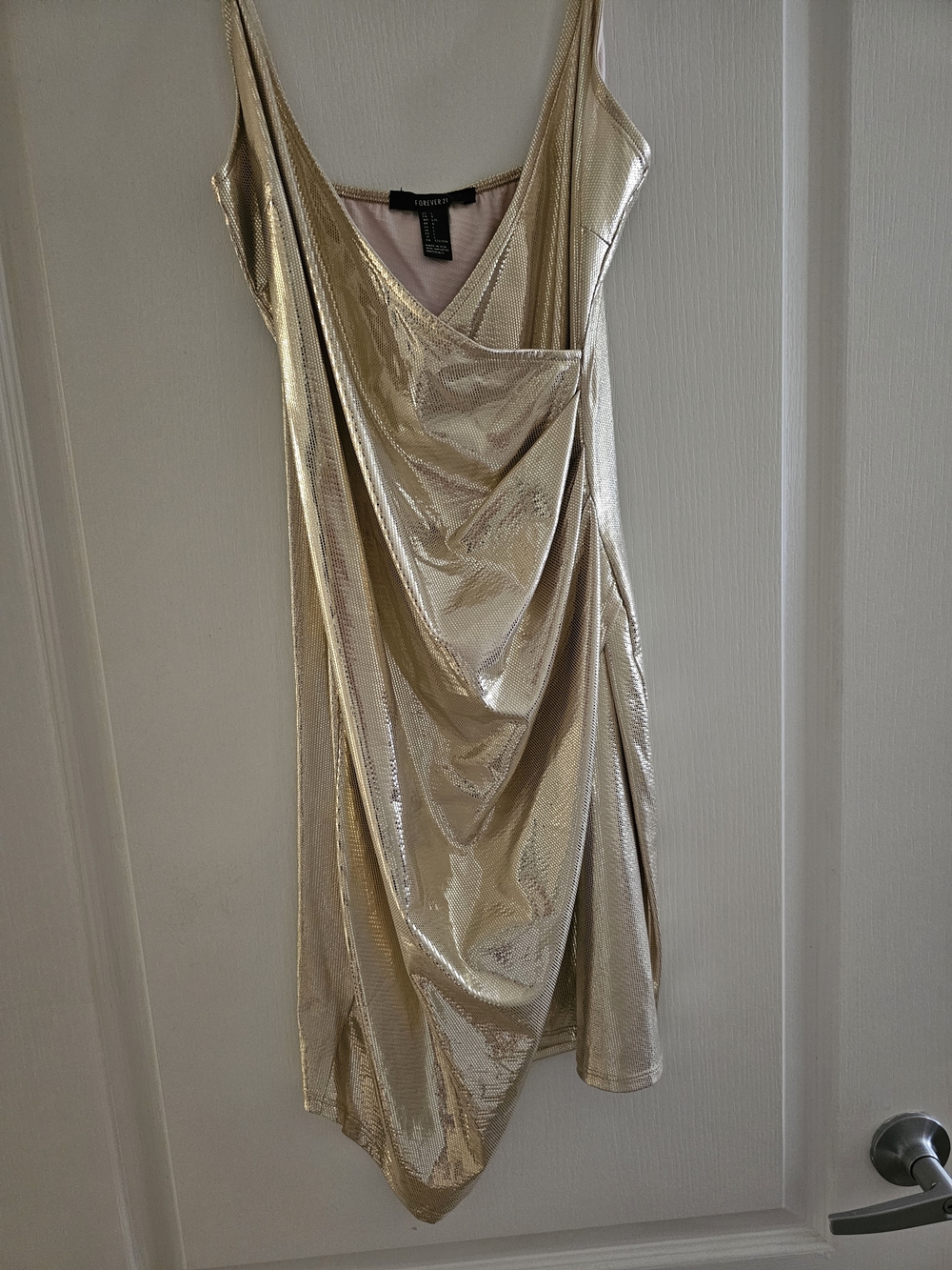 Forever 21 Gold Metallic Draped Slip Mini Dress - Picture 2 of 4